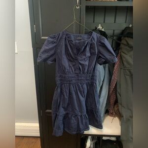 Quince Navy Poplain Tiered Mini Dress Size M